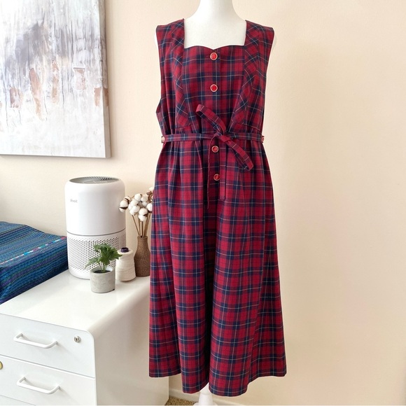 Vintage Plaid Dress with Pockets Red Maternity Sz L/XL - Picture 13 of 13